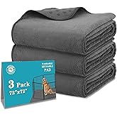Bunlitent Washable Pee Pads for Dogs 72'' x 72'', 3 Packs, Extra Large Non-Slip Waterproof Reusable Pee Pads for Puppy Senior Dog , Incontinence Whelping for Dog Playpen, Quick Dry, Grey