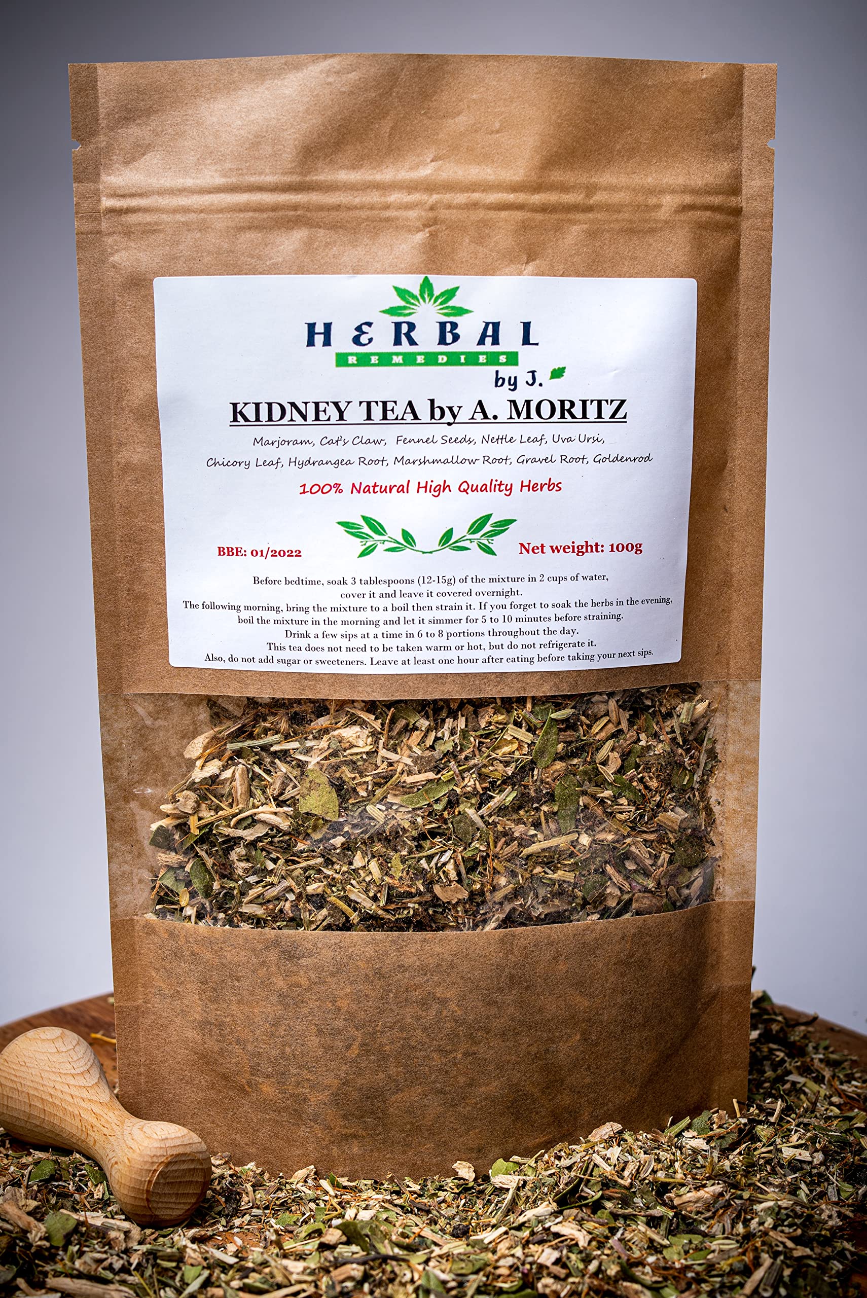 Kidney Tea UTI Urinary Detox Support - Herbal Remedies by J. - Stones Relief Infection Treatment - Nettle Marshmallow Gravel Root Uva Ursi -100g Loose Formula, Natural Remedies
