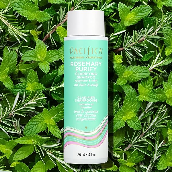 PACIFICA CLARIFYING SHAMPOO – ROSEMARY PURIFY INVIGORATING SHAMPOO W/SOOTHING MINT FOR DETOXING HAIR & SCALP BUILD-UP, SULFATE & SILICONE FREE – VEGAN & CRUELTY-FREE DERMATOLOGIST TESTED