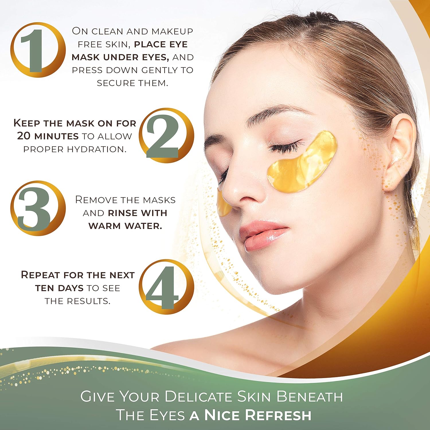 Under Eye Patches for Puffy Eyes I Under Eye Mask Dark Circles and Puffiness I UnderEye Gel Patches and Under Eye Pads w Collagen I 24k Gold 15Pack : Beauty