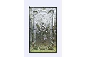 TMI ART PANEL 20" x 34" Stunning Handcrafted Hanging All Clear Stained Glass and Bevel Window Panel