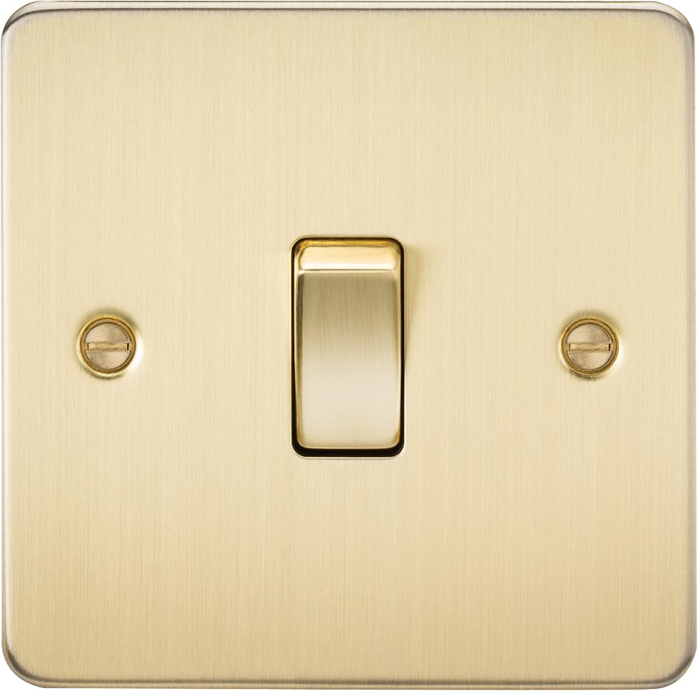 Knightsbridge Flat Plate 10AX 1G 2 Way Switch Brushed Brass