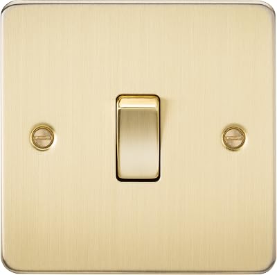 Knightsbridge Flat Plate 10AX 1G 2 Way Switch Brushed Brass