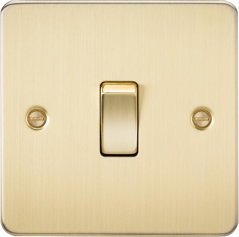 Knightsbridge Flat Plate 10AX 1G 2 Way Switch Brushed Brass