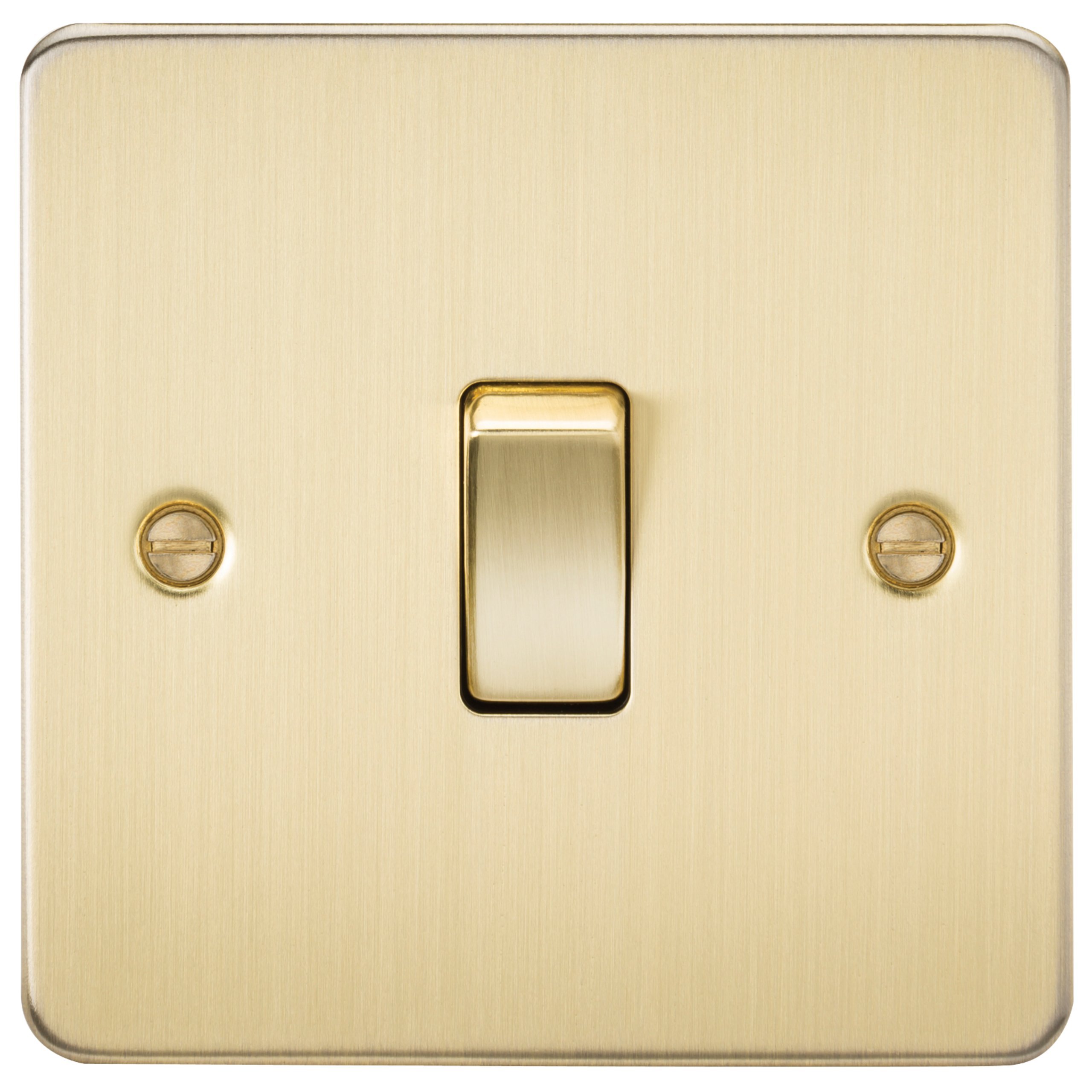Flat Plate 10AX 1G 2 Way Switch - Brushed Brass — image 1