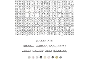 Deinduser 1064 Pieces Letter Beads - White Square Letter Beads for Bracelets - Acrylic Letter Beads for Jewelry Making - Bracelet Letter Beads - Alphabet Beads Black on White