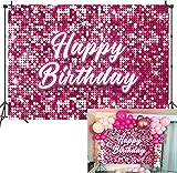 BAIFNEZ Glitter Pink Neon Happy Birthday Backdrop