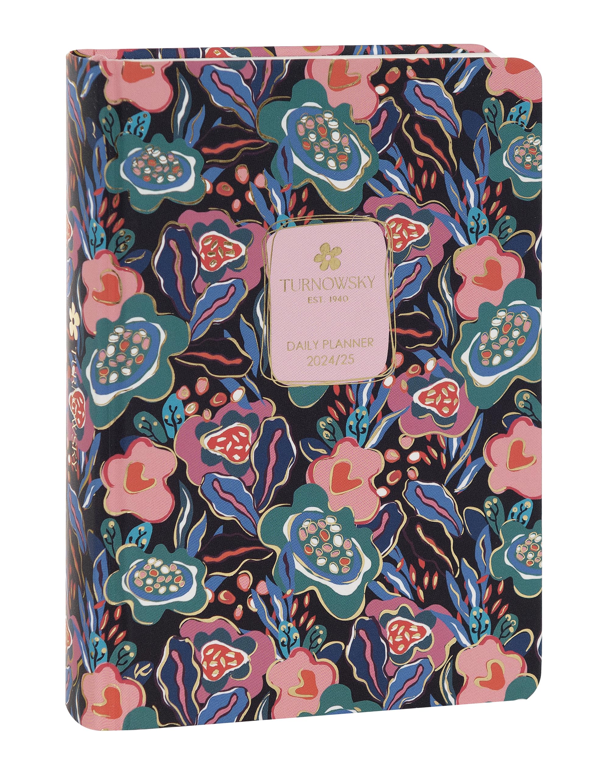 TURNOWSKY 13 Month Mini Daily Planner Pocket Diary with Bookmark, Hardcover, Graphics and 384 Coloured Pages, Ideal for School, 4.3 x 6 Inches