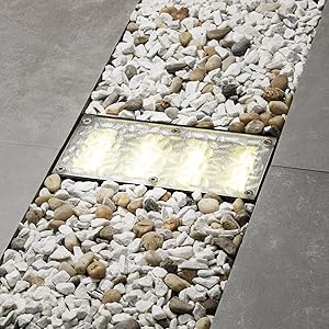 Solar Brick Landscape Path Light, 8x4 Recessed Polyresin Paver, 12 Warm White LEDs, Waterproof, Outdoor Use, No Wires or Plugs - Rechargeable Battery Included