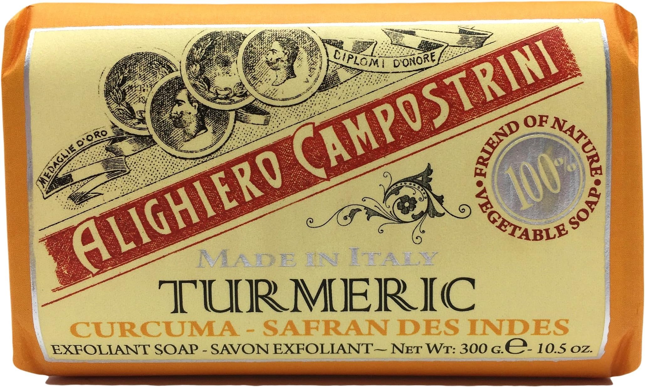 Alighiero Campostrini Turmeric Italian Luxury Exfoliant Bath Soap 10.5 ounce