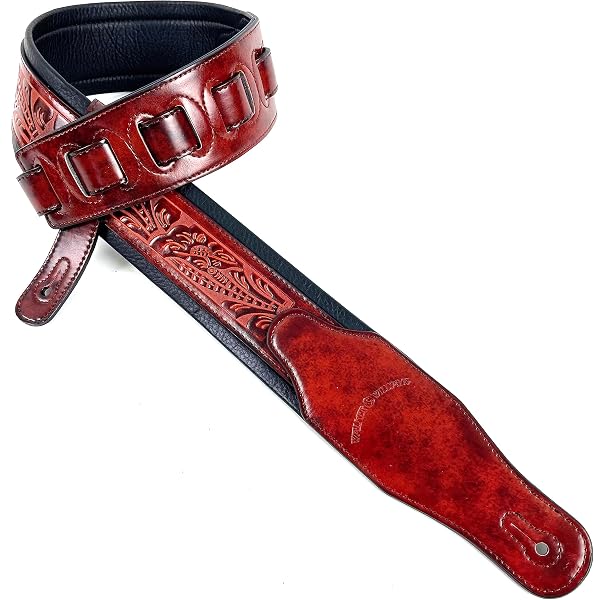 thumbnail image 2 of Walker & Williams G-01 Bright Chestnut Padded Guitar Strap – Glove Leather Back (USA Made) 2 of 6