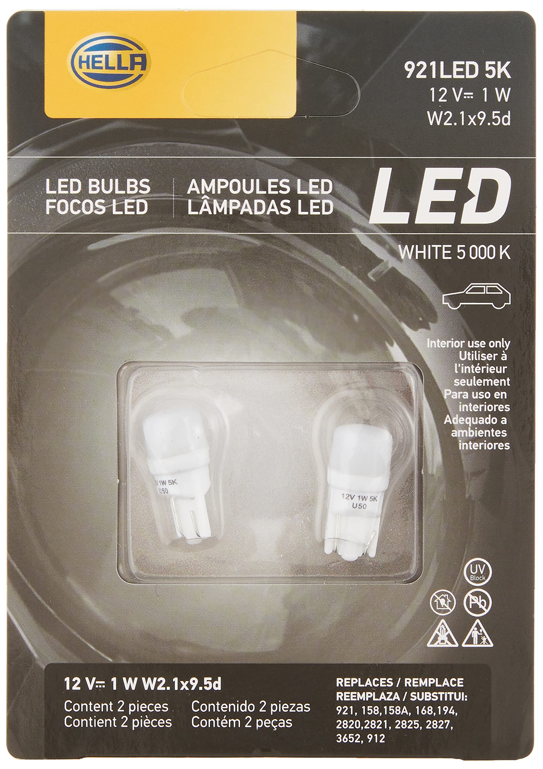 Photo 1 of HELLA 921LED 5K LED Performance Bulbs, 12V, 1W 2 Pack