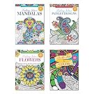 B-THERE Adult Coloring Books, Over 125 Different Designs Combined, Mandala Coloring Books for Adults with Detailed Flower Designs Printed on Heavy Paper, Set of 4