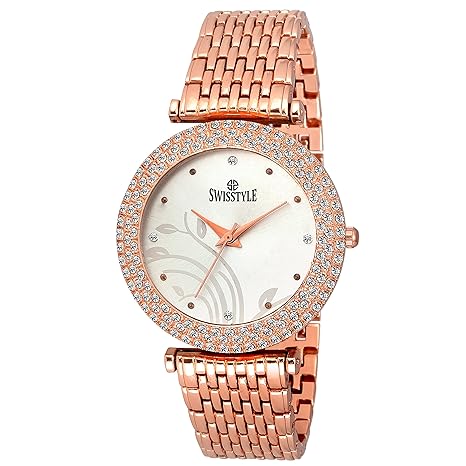 Swisstyle expedition white dial analog watch for women-SS-LR075-SLV-CPR