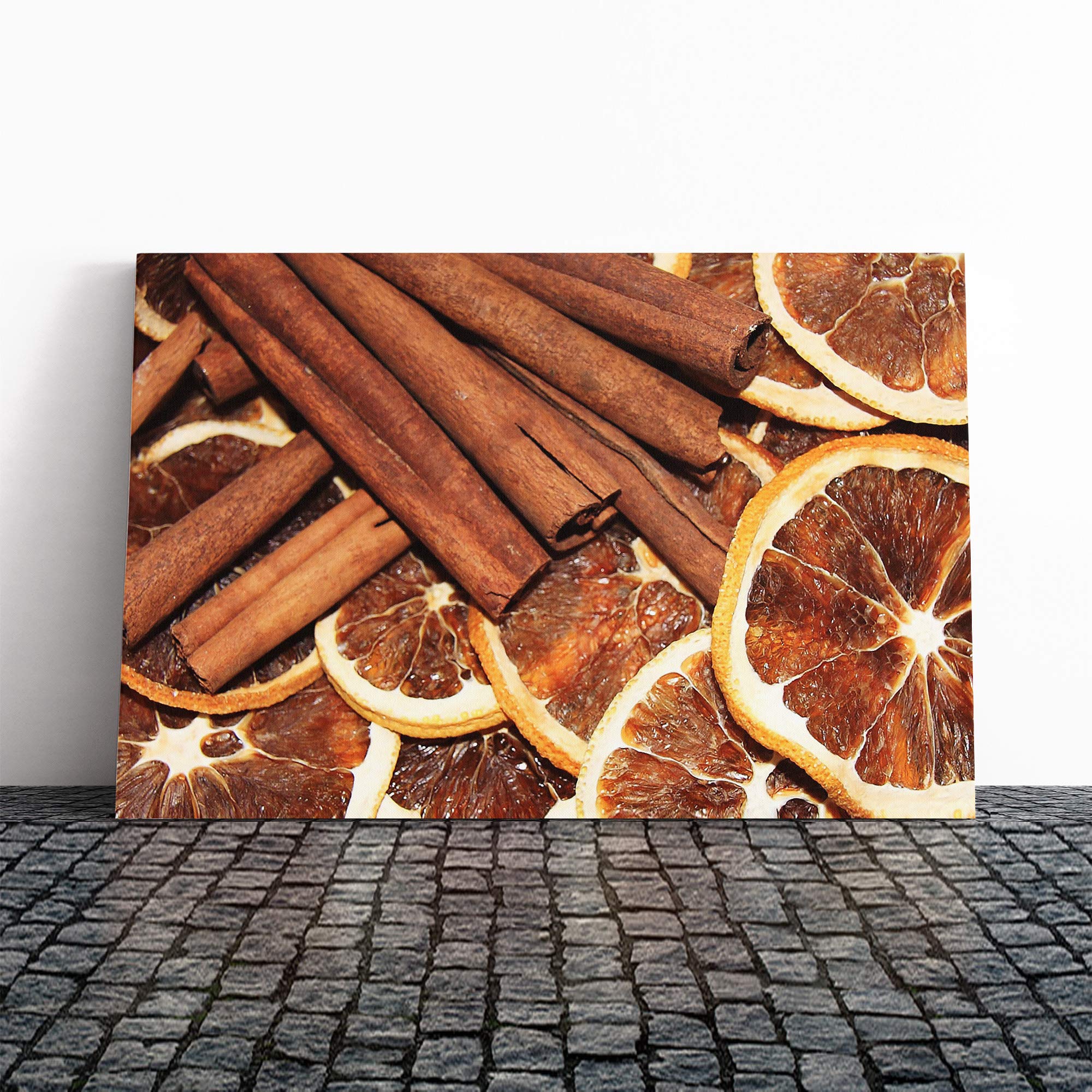 Cinnamon and Orange Canvas Print | Gallery Wrapped 30mm Frame Wall Art | 20x14 inches | Ready to Hang | Contemporary Still Life Picture | Living Room Bedroom Lounge Office