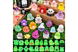 44Pcs Halloween Mini Ghost Figurines 44 Styles Luminous Resin Miniatures | Little Small Ghost Trinkets to Hide Glow in the Da
