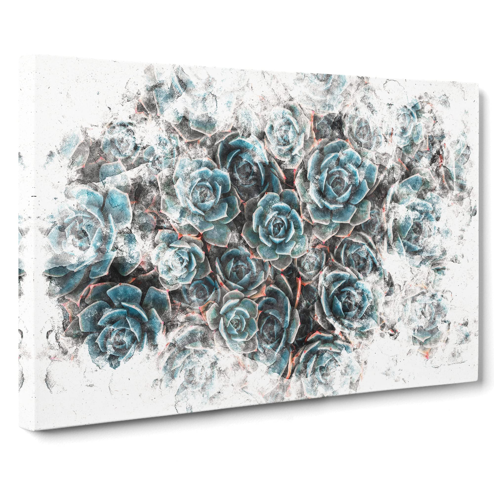 Succulent Plants Watercolour Canvas Print | Gallery Wrapped 30mm Frame Wall Art | 20x14 inches | Ready to Hang | Modern Floral Picture | Living Room Bedroom Lounge Office