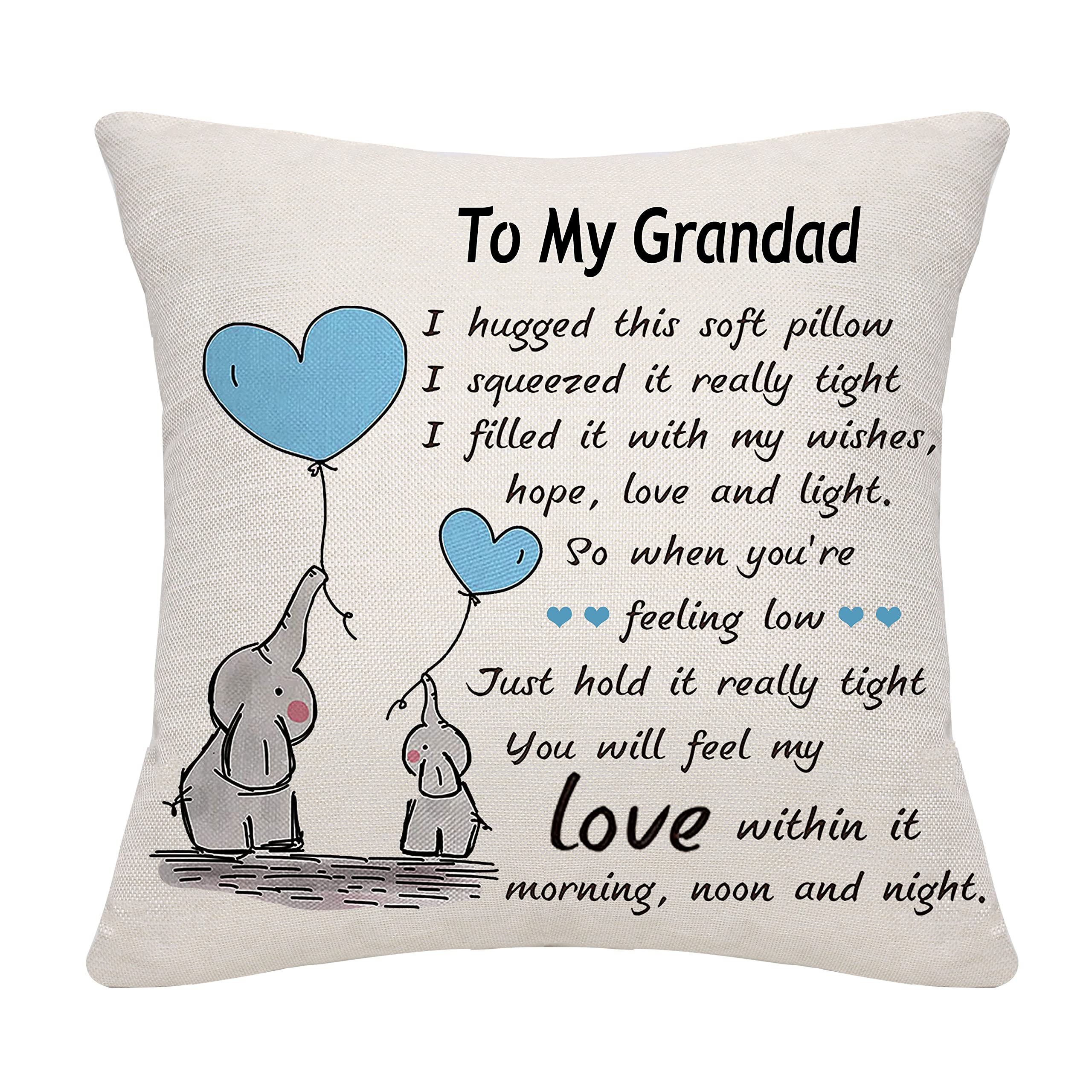 Bommex Grandad Cushion Cover Throw Pillow Cover Cushion Case Grandfather Grandpa Grandad Gifts from Granddaughter Grandson Thanksgiving (grandad-1)