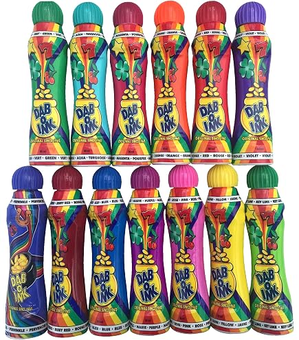24 BINGO DABBERS CLASSIC COLOURS x 43ml Ink DAB O INK