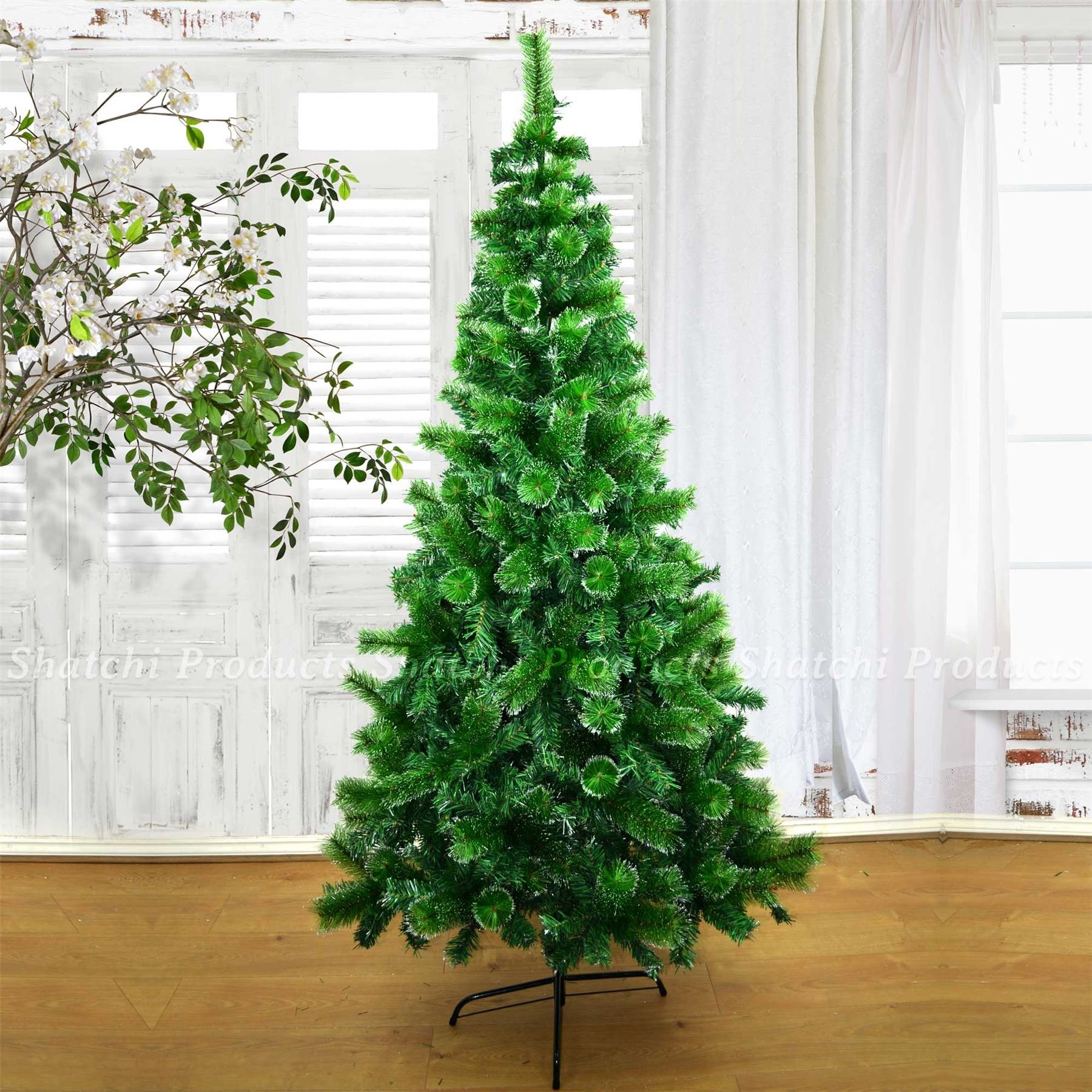Shatchi 7ft-210cm Artificial Christmas Tree Elegant with Pine Xmas Decor Stunning Tree Self Decorated