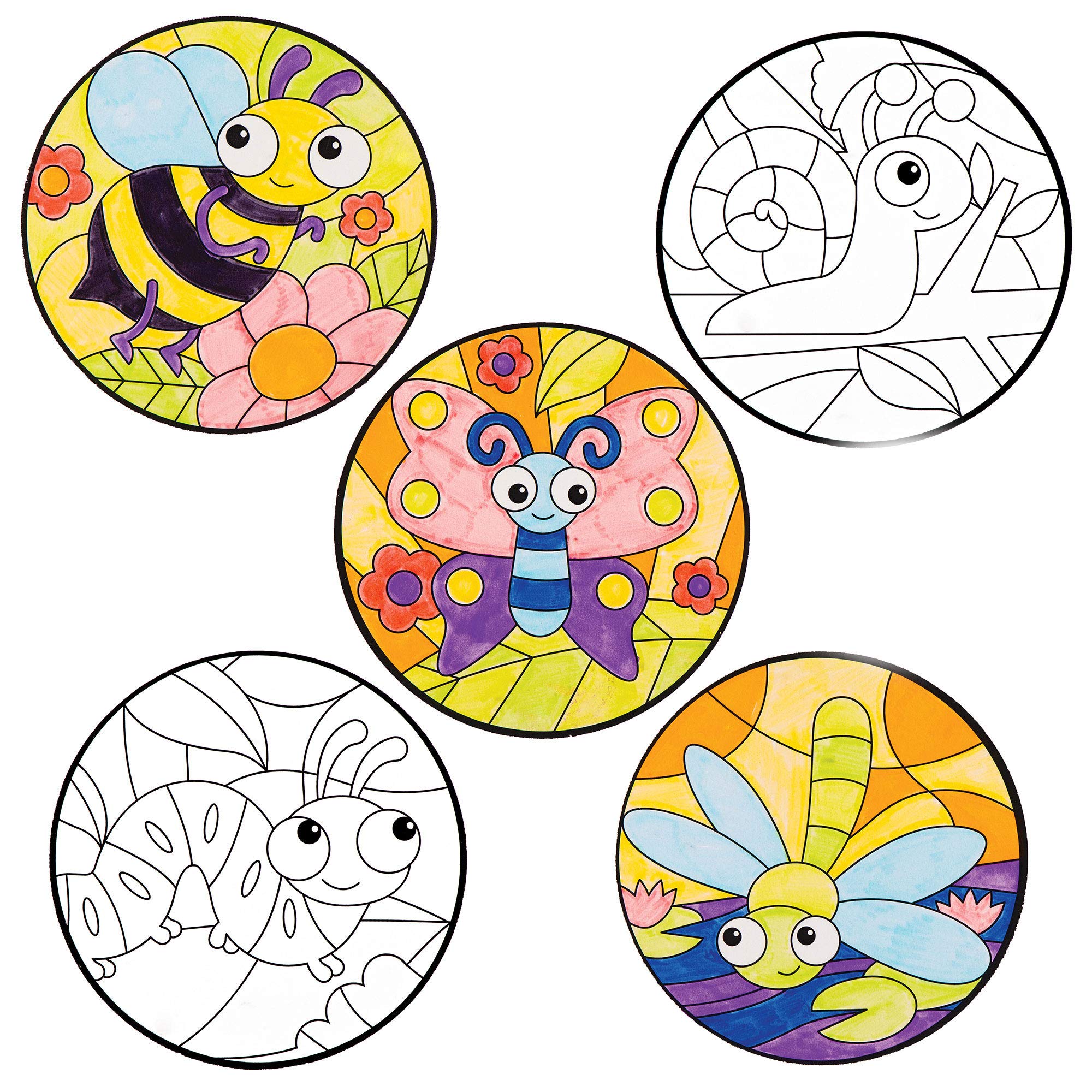 Baker Ross AT622 Bug Colour in Window Decorations - Pack of 12, Musical Chime Kits for Kids Arts and Crafts Projects, Great Indoor or Outdoor or as a Gift for Creative Children