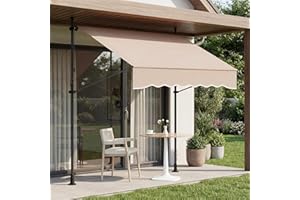 PeakPursuit Retractable Awning Sunshade Shelter, Adjustable Height&Angle Awnings for House Retractable, Manual Retractable Aw