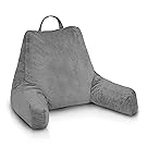 ComfySure Bedrest Reading and TV Pillow With Arm Rests - Shredded Memory Foam Cushion for Pregnant Women - Lumbar, Coccyx Lower Back, Neck and Head Support