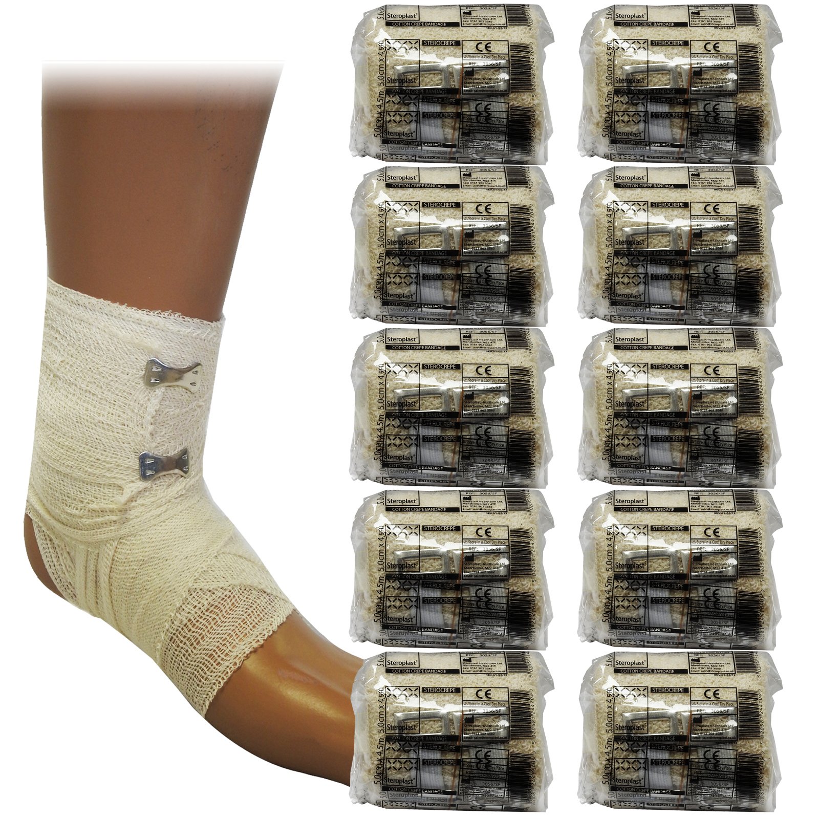 Steroplast Sterocrepe Premium Heavy Weight Crepe Bandage Dressings CE Approved, 5cm x 4m (10 Pack)