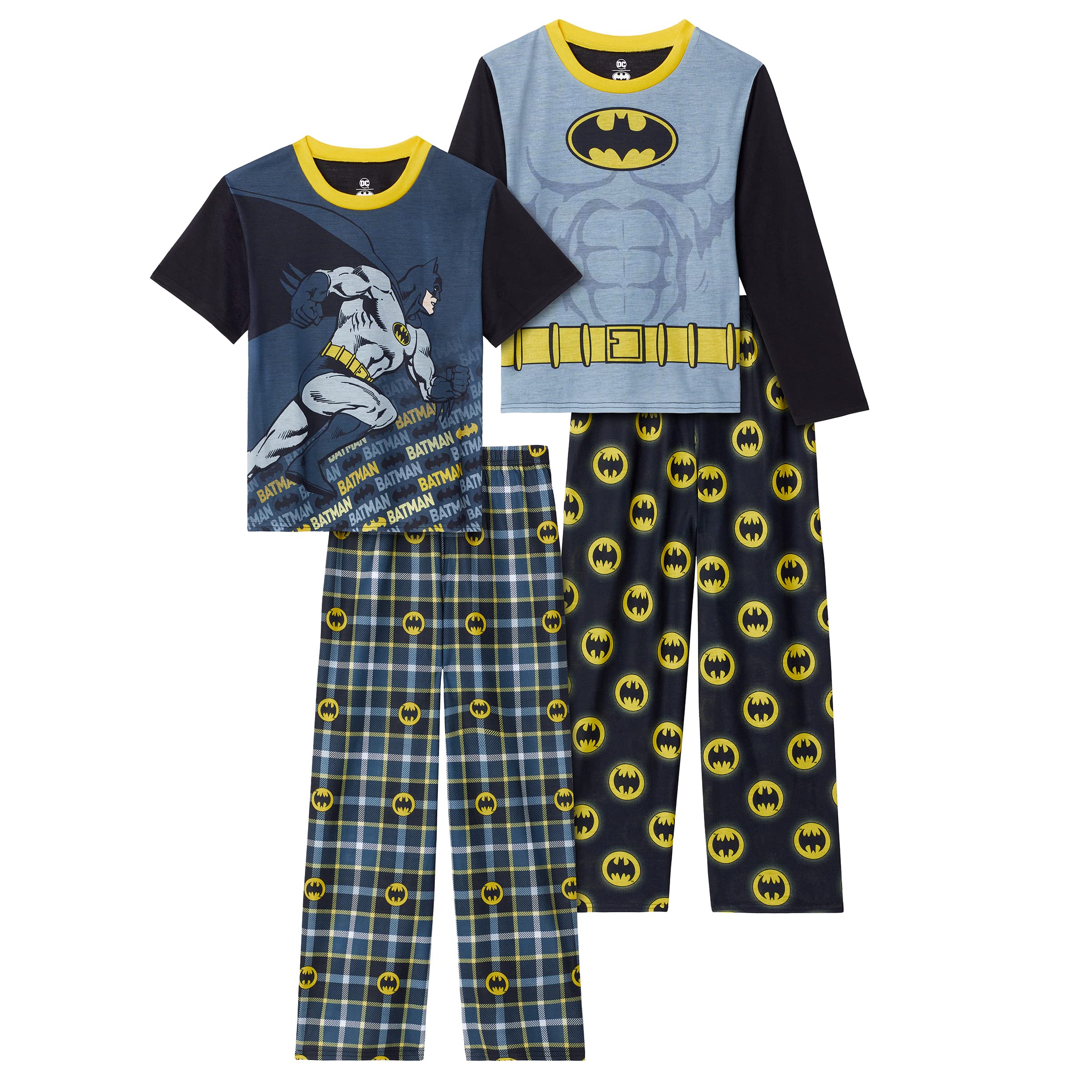 BATMAN Boys Pajamas for Kids | 4 Piece Sleepwear Sets for Boys Pajama ...