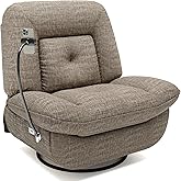 BedsPick Oversized Power Swivel Rocker Recliner Chair, Extra Wide Comfy Reclining Chair with Type-C Ports and Phone Holder, E