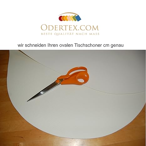 ODERTEX Premium Tischschoner oval, genauer Zuschnitt Tischschutz Rutschfest Unterlage in weiß, wasserdicht150 x 110 cm