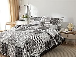 Ycosy King Size Quilt Set Bedding Plaid Patchwork