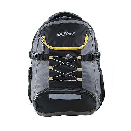 Finer Casual Backpack|Soft College School Bags for Girls Boys Mens Women|Travel Shoulder Bagpacks Waterproof|Travel Bags 34 litres (with raincover) (Black & Grey)