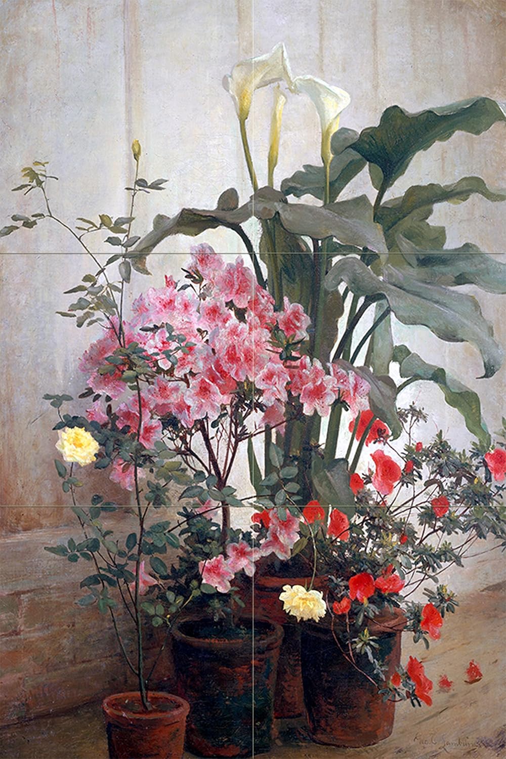 Greenhouse G. Lambdin flower Tile Mural Bathroom Wall Backsplash Marble