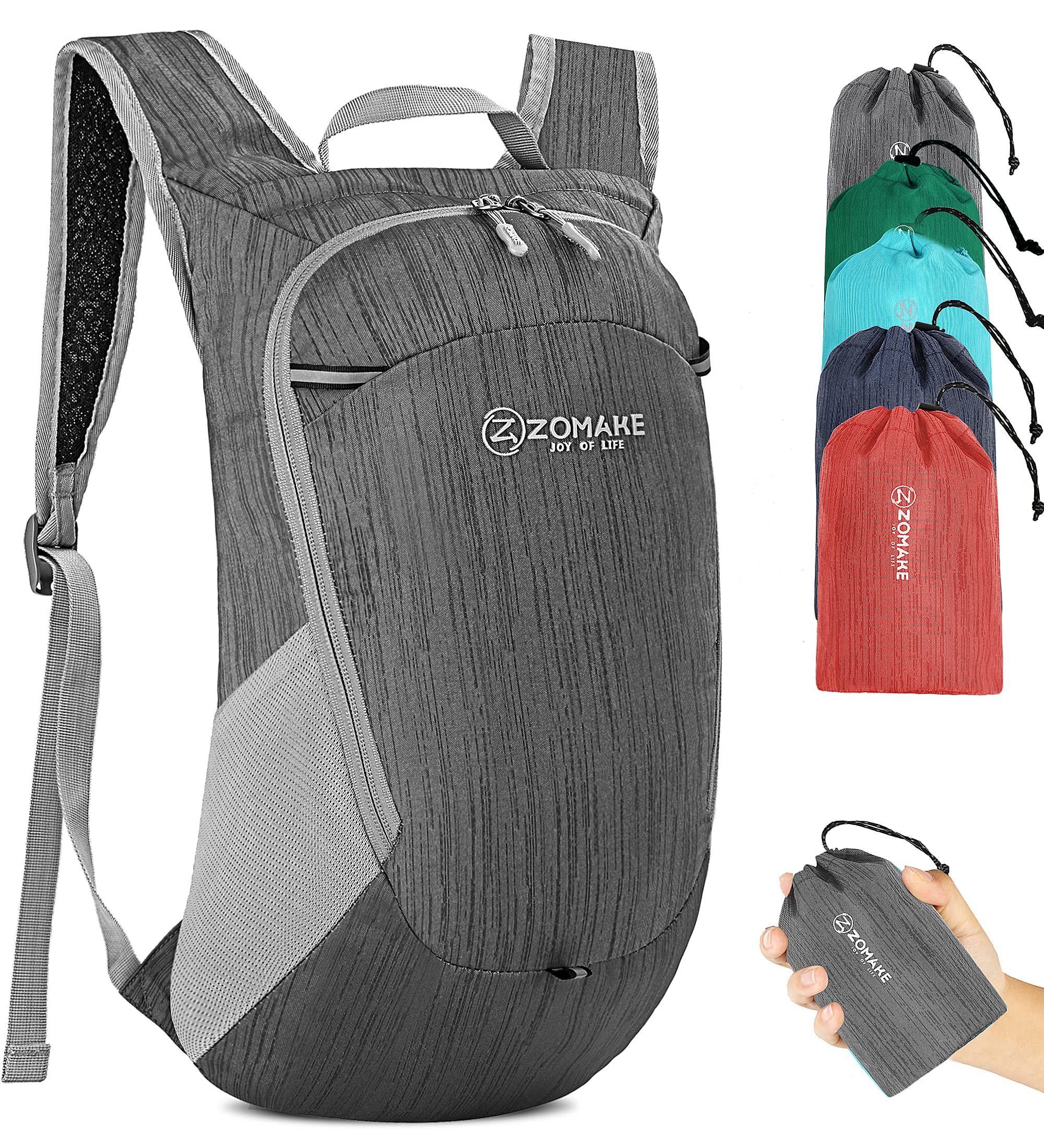 ZOMAKE Lightweight Foldable Backpack,Packable Rucksack 18L Ultra Light Small collapsible daypack For Men Women Travel Hiking Walking(Black) — image 1