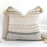 BlissBlush Gray Boho Throw Pillow Cover 20x20 Grey Decorative Accent Pillow for Couch Square Woven Textured Pillowcase Modern Farmhouse Pillow for Bed Bohemian Pillow Cover (Pack of 1)