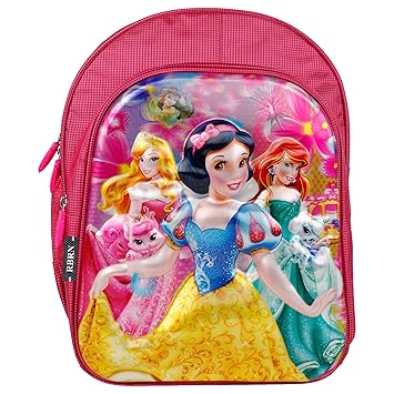 RBRN Polyester Beautiful Princess Pink School Bag with 3D Effect Lightweight Suitable for 5-7 Years Girls