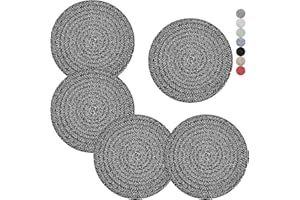 CAZZON Trivets for Hot Pots and Pans 8 inches 5 Pcs, Trivet for Hot Dishes, Hot Pads for Kitchen Table, Large Coasters Cotton Mat to Protect Counter, Cooking Potholder Set (Deep Grey, 5)