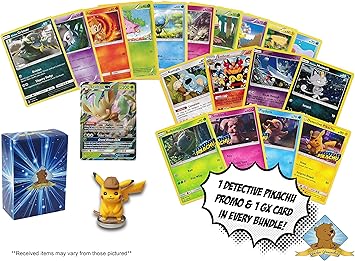 Lote de 50 Tarjetas de Pokemon, con 1 Figura de Detective Pikachu, 1 Tarjeta de promoción