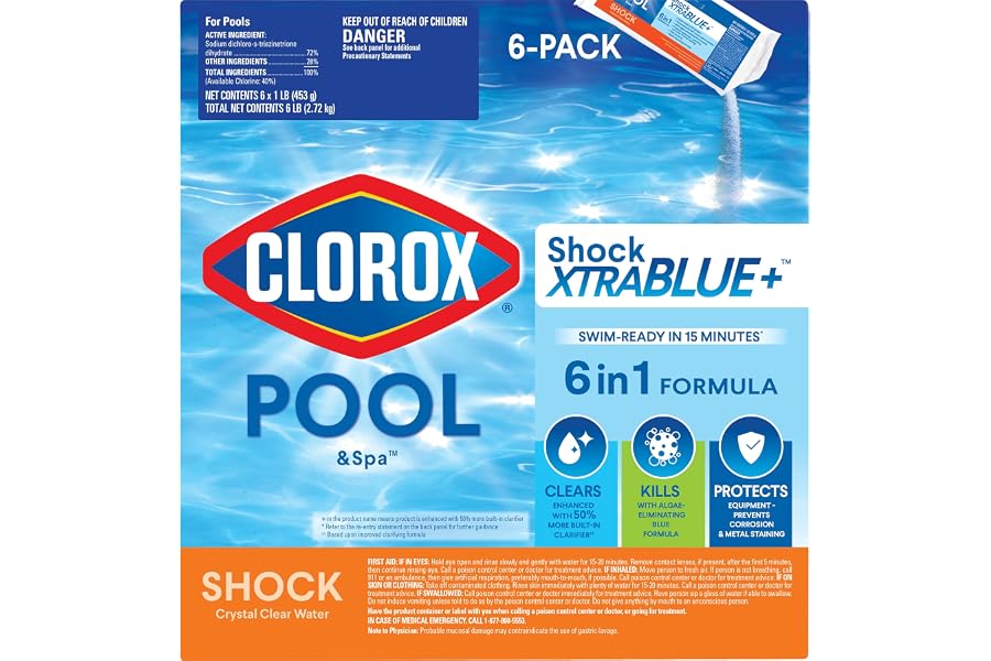Clorox® Pool&Spa™ Shock XTRABLUE® Plus, Kills Bacteria & Algae in Swimming Pools, Swim-Ready in 15 Minutes, (6-Pack)