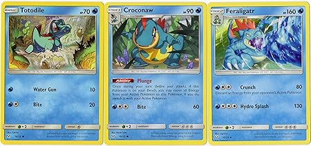 Amazon Com Evolution Set Feraligatr Croconaw Totodile Sun Moon Shining Legends 20 73 Card Lot Toys Games