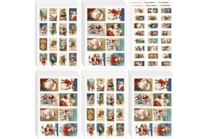 Fullhawl 30 Sheets Christmas Decoupage Paper Pack 11.8 x 7.9 Inches Vintage Christmas Pictures Cards Included 3 Sizes Retro Xmas Patterns Santa Vintage Xmas Paper for Craft Scrapbooking Gifts
