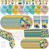 Unique Minions Birthday Party Decorations - Minions Plates, Napkins, Tablecloth, Banner, Balloons, Checklist - Despicable Me Party Decorations for 16