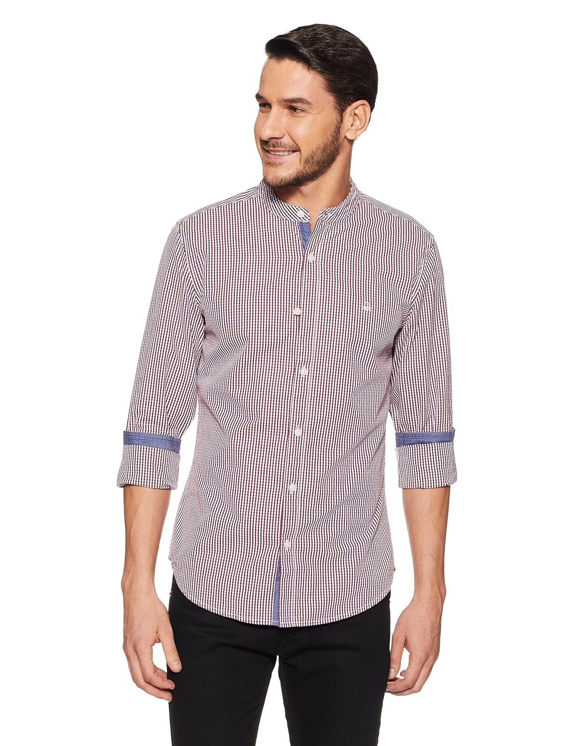 united colors of benetton men's checkered slim fit cotton casual shirt