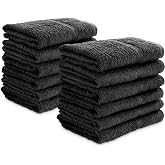 SIMPLI-MAGIC 79178 Cotton Hand Towels, 16"x27", Black, Not Bleach Proof, 12 Count