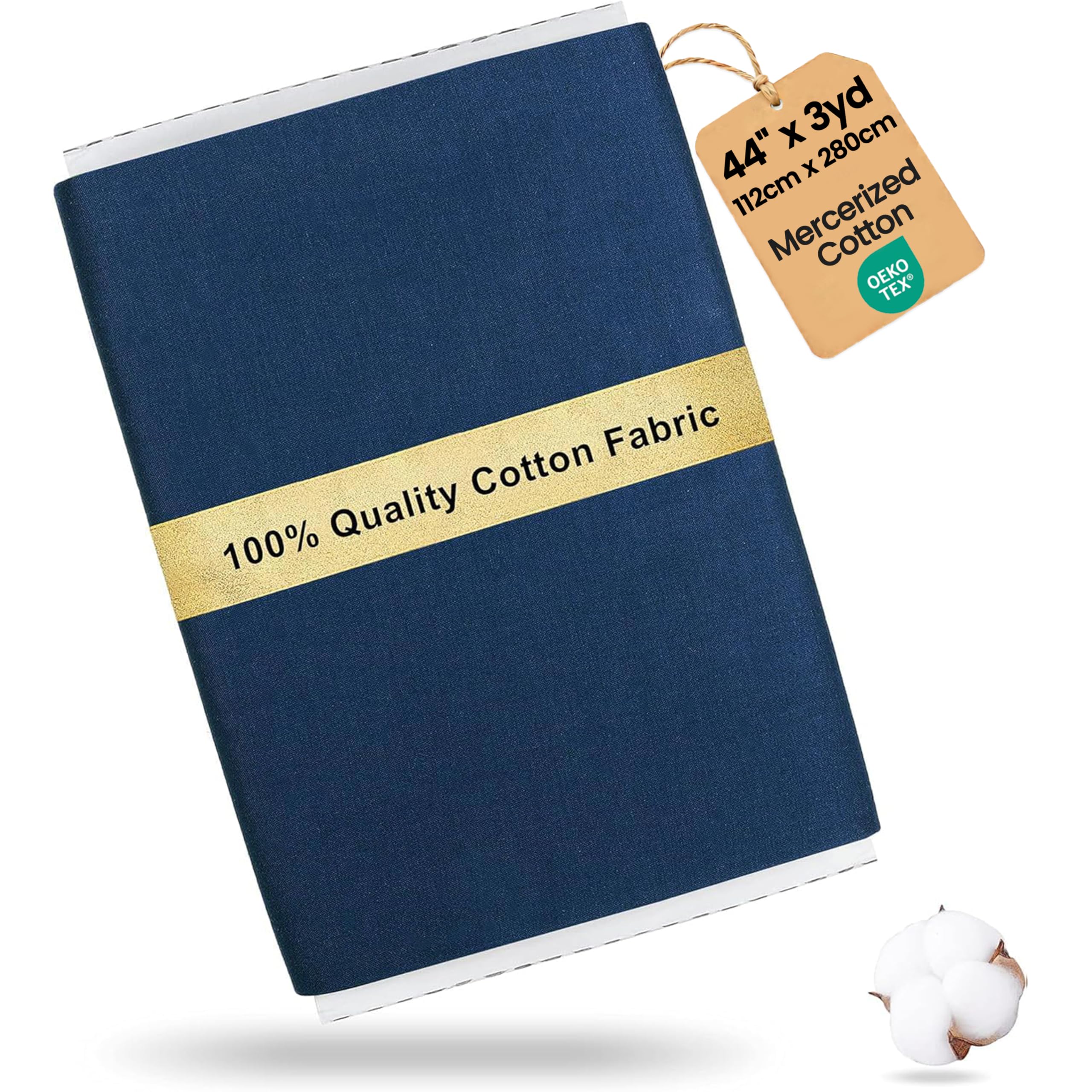 Craftido 100% Cotton Fabric by The Metre 112cm Wide x 280cm Extra Long -Medium Weight 145g- for Quilting, Sewing, Dressmaking, Bedding, Lining, Arts & Crafts - Navy Peony