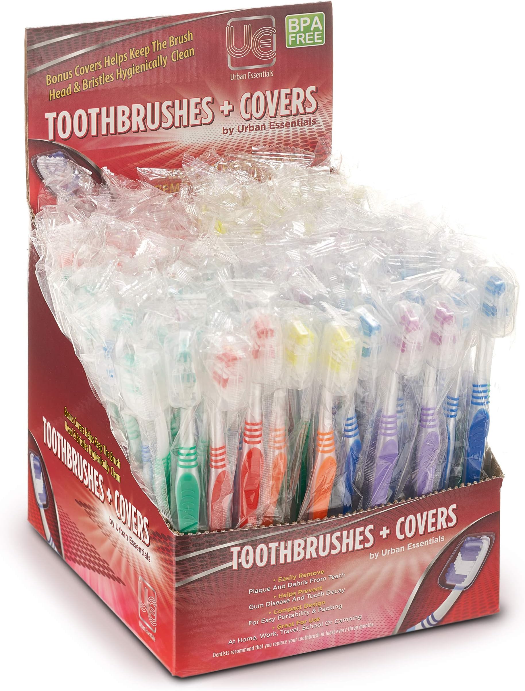 Urban Essentials Bulk Toothbrush Package with Covers Premium Quality
