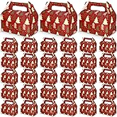 Feifeiya 30 Pcs Christmas Treat Boxes with Handles Xmas Red Gift Boxes Paper Candy Cookie Christmas Tree Cupcake Snack Goodies Gift Wrap Container Bags for Kids Xmas Party Favor Supply Decoration