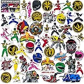 Mighty Morphin’ Power Rangers 50ct Vinyl Large Deluxe Stickers Variety Pack – Officially Licensed Power Rangers Decals – Laptop, Water Bottle, Scrapbooking, Tablet, Indoor/Outdoor