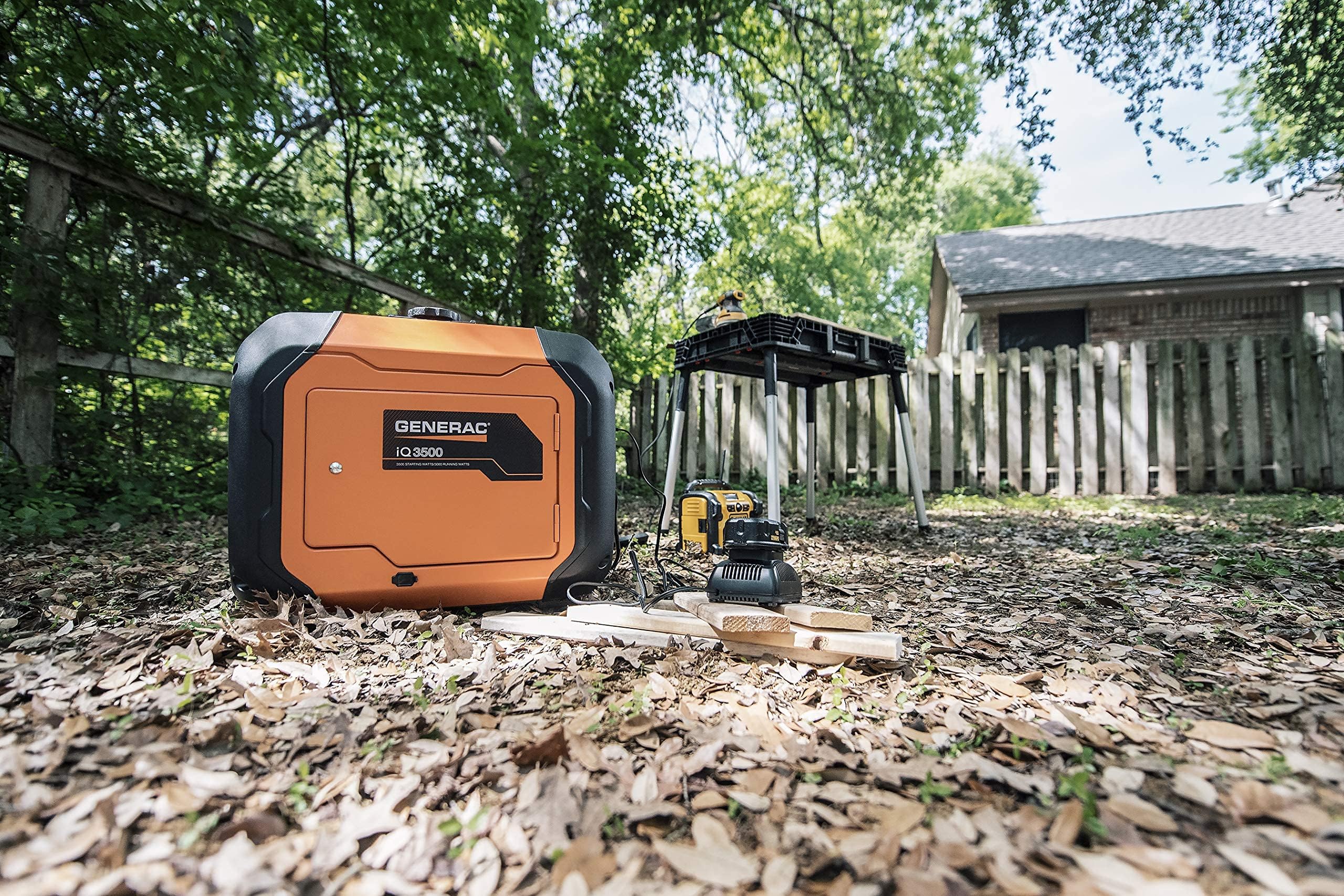 Generac 7127 iQ3500 3,500-Watt Gas-Powered Portable Inverter Generator - Durable, Lightweight Design - Speed Selection for Quiet Performance or Maximum Power - CARB Compliant - Orange/Black